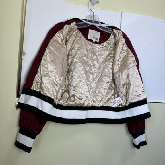 Aritzia WilfredFree Toulin Embroidered Satin Bomber Jacket Quilted Pockets Zip M - Picture 5 of 16